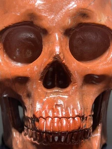 Rot Jaspis Edelstein Schädel realistisch Kristall  Carving Schnitzerei Heilstein - Picture 1 of 5