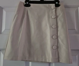Fashion on Earth Womens Big Buttons Faux Leather Skirt, Ecru Size XS (bn25) - Picture 1 of 7