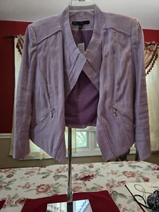 White House Black Market Purple Plum Lavender Linen Blazer Jacket size 10 - Picture 1 of 6