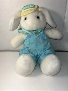 VTG 1989 Hallmark White Crayola Easter Bunny Rabbit Plush Blue Overalls 13” - Picture 1 of 6