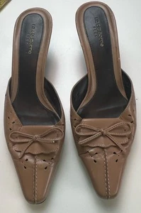 Liz Claiborne Flex Pointy Toe Kitten Heel Mules Bow 90s Y2K Vintage Size 7.5 M - Picture 1 of 9