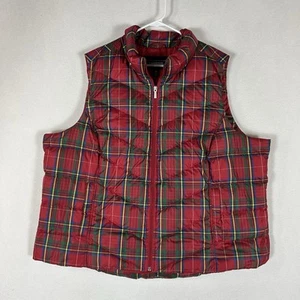 Lands End NEW 600 Down Fill Puffer Vest Womens 2X Red Quilted Full Zip 20W-22W - Picture 1 of 11