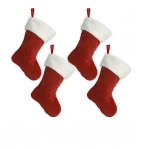 4er Set Weihnachtsstrumpf Holiday Time rot und weiß Holiday Foldover - Bild 1 von 11