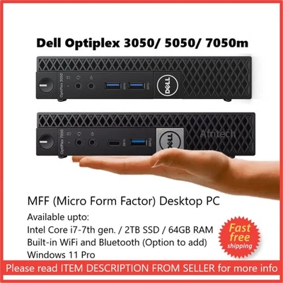 +DELL 7050 Micro i7-7700 2TB SSD 64GB RAM HDMI DP  Desktop PC WiFi Bluetooth VAT - Image 1 of 4