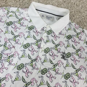 Polo Penguin By Munsingwear Para Hombres Medio Blanco AOP Camarones Cóctel Rendimiento - Imagen 1 de 6