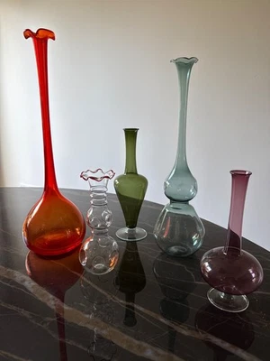 mundgeblasene Glasvasen - mehrfarbig - 5 Stück aus Sammlung gebraucht - Lauscha - Bild 1 von 4