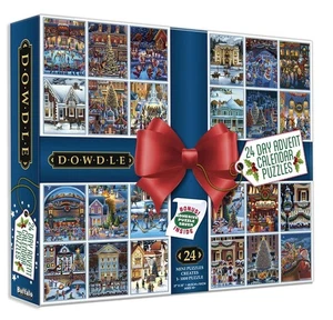 Ceaco Dowdle Adventsset; 24 kleine Puzzles erstellen Sie ein 1000-teiliges Puzzle; BESCHÄDIGTE BOX - Bild 1 von 5