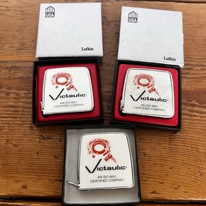 3 Lufkin 6' Ft Vintage Advertising Tape Measures Original Box 2 new VICTAULIC - Picture 1 of 13