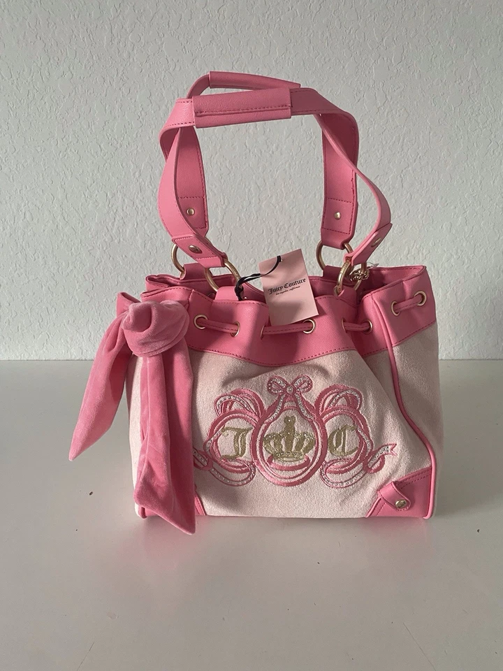 Bolso de Mano Juicy Couture Lovers Club Daydreamer Rosa Diamante Rosa Terry Charm NUEVO Foto 1 de 4