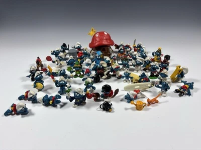 Vintage PVC Smurf Figures Lot Of 47 Plus House  - Image 1 of 4