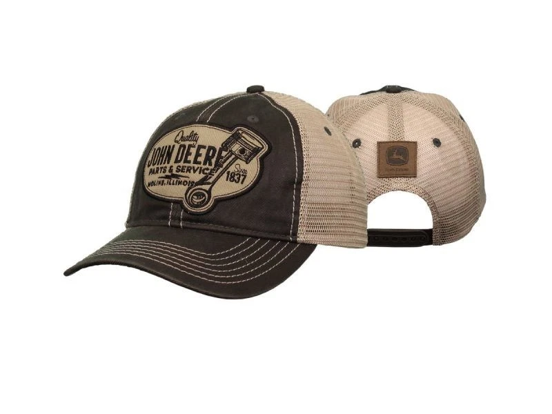 LP70317 - John Deere Brown and Tan Oxford Patch Cap - Image 1 of 1