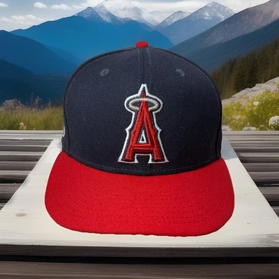 NEW LA/ANAHEIM ANGELS NE 5950 FITTED 7 3/8 NAVY & RED CAP/HAT W/AMERICAN EAGLE . - Image 1 of 4