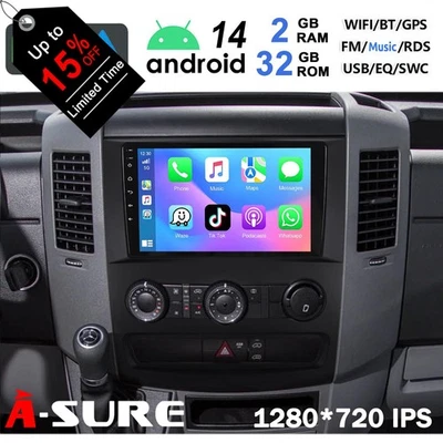 2+32G Android 14 Autoradio Carplay FM Navi Für Mercedes Benz Sprinter VW Crafter - Bild 1 von 4