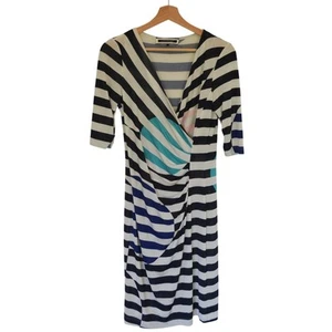 Luisa Cerrano Striped Wrap Style Dress - Picture 1 of 6