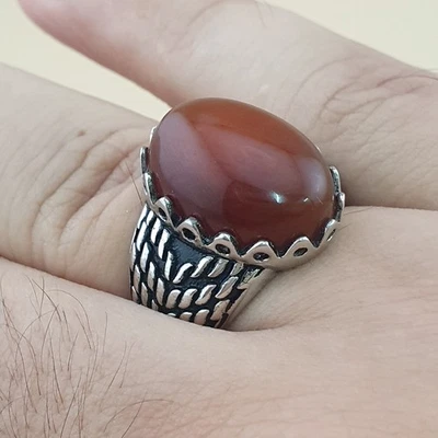 Genuine Red Agate Ring in 925 Sterling Silver - Image 1 of 4
