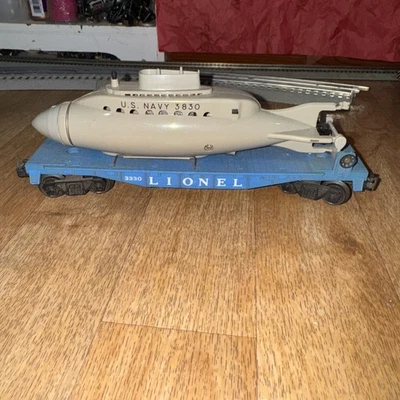 Lionel Postwar # 3330 Flatcar With Submarine 3830 O Gauge - Image 1 of 4