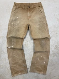 Pantalones de carpintero de lona Carhartt Duck vintage años 90 para hombre 32 beige holgados relajados - Imagen 1 de 14