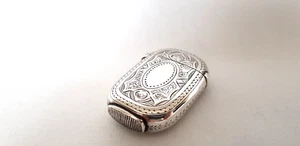 Seltenes & schön graviertes massives Silber Gothic Victorian Vesta Etui 1880 - Bild 1 von 11