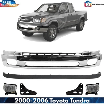Front Bumper Chrome Steel & Fog Light Assembly Kit For 2000-2006 Toyota Tundra - Imagem 1 de 4