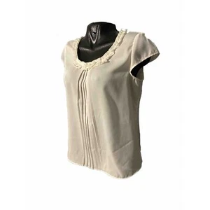 Anne Klein Damen Bluse Top Medium transparent weiß Rüschen - Bild 1 von 4
