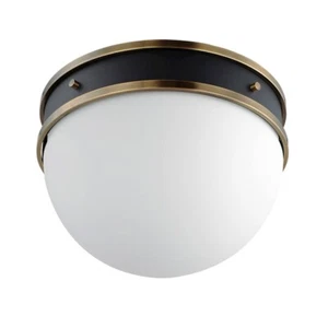 Maxim Duke 1 Light Flush Mount, Black/Weathered Brass/Satin White - 12419SWBKWBR - Picture 1 of 1