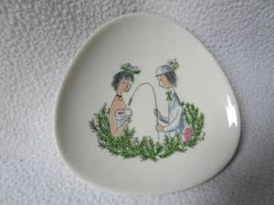 Rosenthal Zierteller romantisches Motiv Pärchen Angler am Busen Peynet 12x12cm - Bild 1 von 5