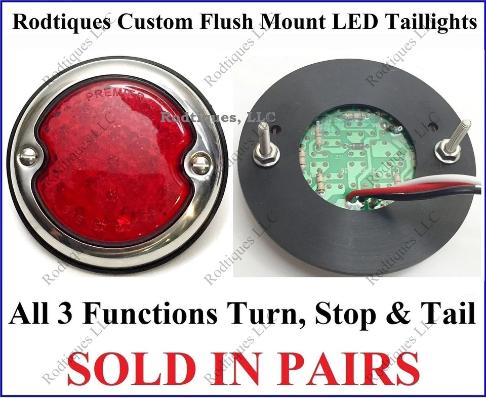 Flat Mount Red LED Taillights Roll Pan Bumper Custom Chevy Pickup Truck F3336 - Imagem 1 de 1