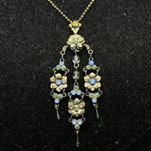 Collar Colgante Michal NEGRIN Cristales Flores Antigua Colección Hecho en Israel - Imagen 1 de 11