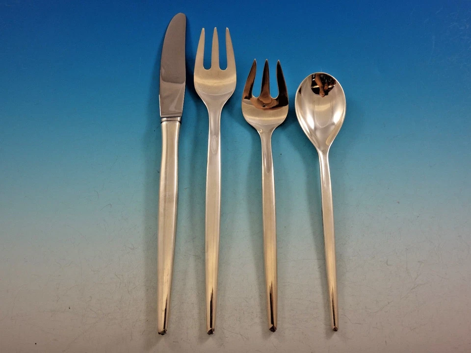 Juego de cubiertos de plata esterlina Tulip by Michelsen servicio 32 piezas mediados de siglo moderno Foto 1 de 3