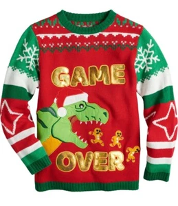 Celebrate Together Boys 8-20 Holiday Pullover Sweater Dinosaur Game Over - Picture 1 of 1