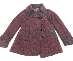 BKE Peacoat Red Black Heather Buckle Jacket Knit Coat Women’s Sz S - Picture 1 of 7