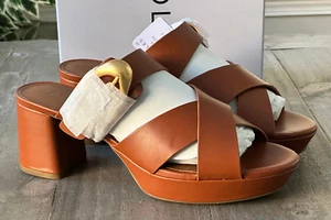 Aerosoles Collin Women's US 11 Wide Crisscross Platform Slide Sandal Gingerbread - Picture 1 of 15