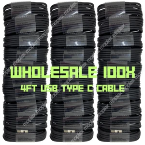 100X USB Type C Cable 4FT For Samsung S10 S20 S21 Fast Charger Charging Cord Lot - Picture 1 of 11