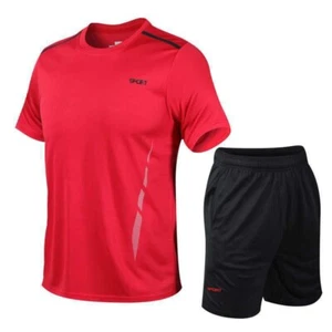 Stylish Mens 2pc Sport Wear Trasuit With Breathable Short Sleeve T-shirt And - Picture 1 of 1