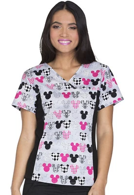 Mickey Mouse Cherokee Scrubs Disney Tooniforms V Neck Knit Panel Top 6875C MKMK - Image 1 of 4