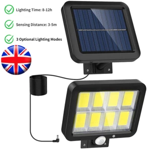 Solar 160 LED COB PIR Motion Sensor Wall Security floodlights Garden Outdoor UK - Picture 1 of 25