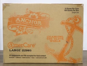 Estuche de 1000 guantes sin polvo de vinilo AmerCare Anchor, medianos, transparentes, nuevos S3 - Imagen 1 de 8