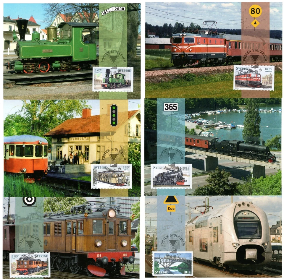 Sweden 2006 trains tram maximum cards set (6) - Image 1 of 1