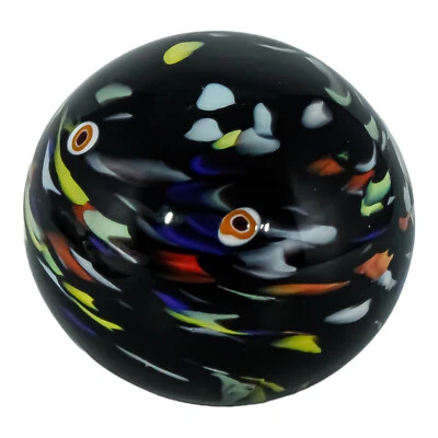Murano Glass Paperweight Art Glass Black Multi Coloured Handmade Millefiori - Image 1 of 4