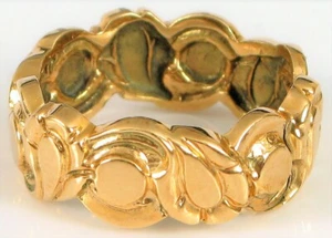 ANTIQUE 14K YELLOW GOLD CUSTOM NYC DESIGNER MADE BAND RING UNIQUE FLORAL DESIGN - Picture 1 of 3