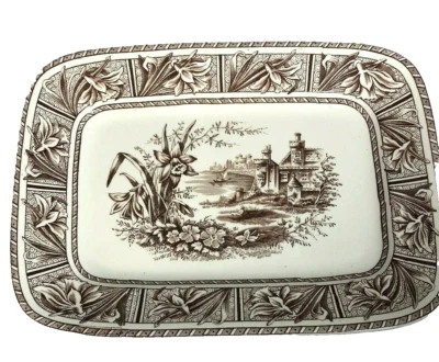 Plato de narciso Transferware Grindley & Co England Aesthetic Movement 1800 Foto 1 de 4