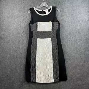 Yoana Baraschi Antropologie Dress Women's 10 Black White Colorblock Polka Shift - Picture 1 of 7