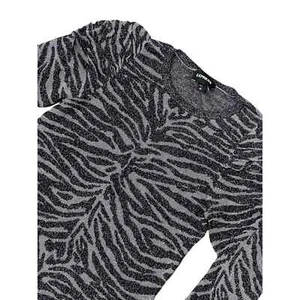 Express, Zebra Black and Gray, Glitter, Puff Shoulder Sweater, Sz XS, 682-D - Picture 1 of 3