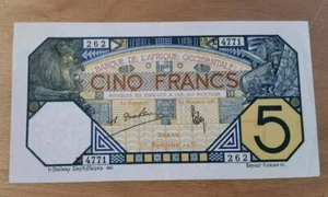 Sénégal Française - 5 CINQ Francs WEST AFRICA AOF DAKAR 1932 Pick 5F - TTB+/ VF+ - Imagen 1 de 2