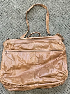 Vintage Leather Garment Bag ~ Suit Carrier ~ Travel Bag ~ Shoulder Strap ~ Men's - Picture 1 of 16