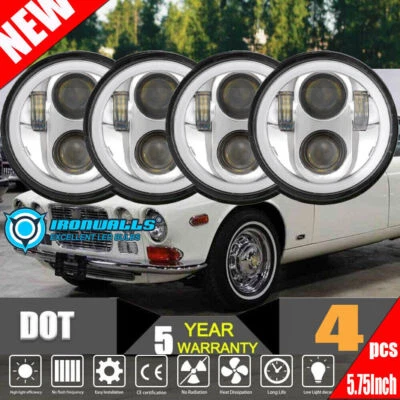 Faros LED de haz alto/bajo de 5 3/4" 5,75" pulgadas 4 piezas para Chrysler Newport 1958-1978 Foto 1 de 4