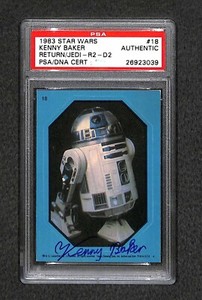 Kenny Baker "R2-D2" 1983 Topps STAR WARS signed autographed Rookie Card PSA (RC)