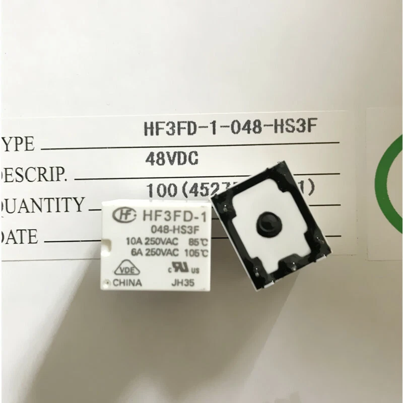2Pcs HONGFA HF3FD-1-048-HS3F 48VDC Power Relay 4Pins 10A 250VAC - Image 1 of 1