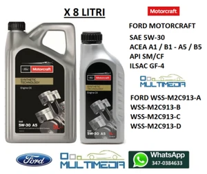 8 LITRI LT OLIO MOTORE ORIGINALE FORD MOTORCRAFT 5W30 LT.5 TANICA ACEA A1 A5 B5 - Foto 1 di 2