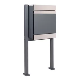 Cassetta postale a goccia per pacchi DWD® Premium Design bloccabile grigio e 304 S/acciaio e supporto - Foto 1 di 11